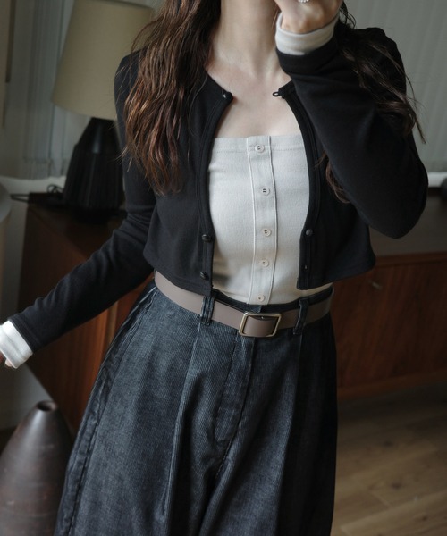 WILLFULLY(ウィルフリー)の「bicolor layered warm touch tops(Tシャツ/カットソー・レディース・ボルドー/チャコール/ブラック・FREE)」の1枚目の写真