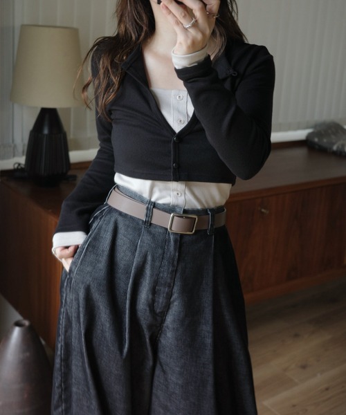 WILLFULLY(ウィルフリー)の「bicolor layered warm touch tops(Tシャツ/カットソー・レディース・ボルドー/チャコール/ブラック・FREE)」の7枚目の写真