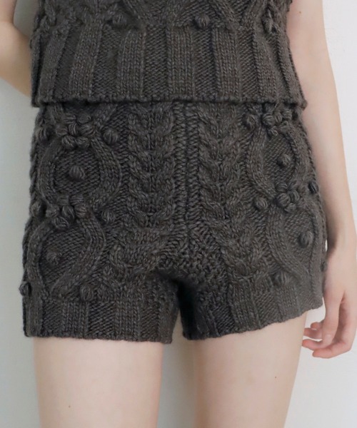 mieya mieya(ミーヤミーヤ)の「【mieya mieya】BUTTER WHIP KNIT PT/バターホイップニットパンツ(その他パンツ・レディース・ブラウン/ホワイト/チャコールグレー・FREE)」の2枚目の写真