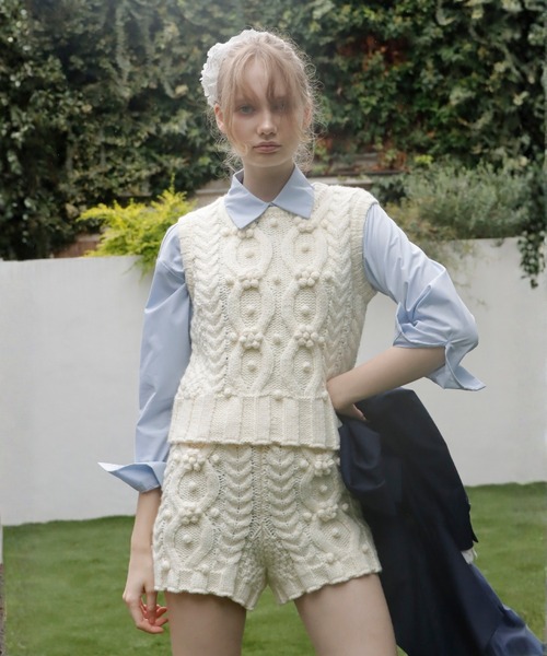 mieya mieya(ミーヤミーヤ)の「【mieya mieya】BUTTER WHIP KNIT PT/バターホイップニットパンツ(その他パンツ・レディース・ブラウン/ホワイト/チャコールグレー・FREE)」の6枚目の写真