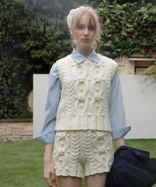 mieya mieya(ミーヤミーヤ)の「【mieya mieya】BUTTER WHIP KNIT PT/バターホイップニットパンツ(その他パンツ・レディース・ブラウン/ホワイト/チャコールグレー・FREE)」の7枚目の写真