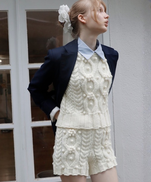mieya mieya(ミーヤミーヤ)の「【mieya mieya】BUTTER WHIP KNIT PT/バターホイップニットパンツ(その他パンツ・レディース・ブラウン/ホワイト/チャコールグレー・FREE)」の8枚目の写真