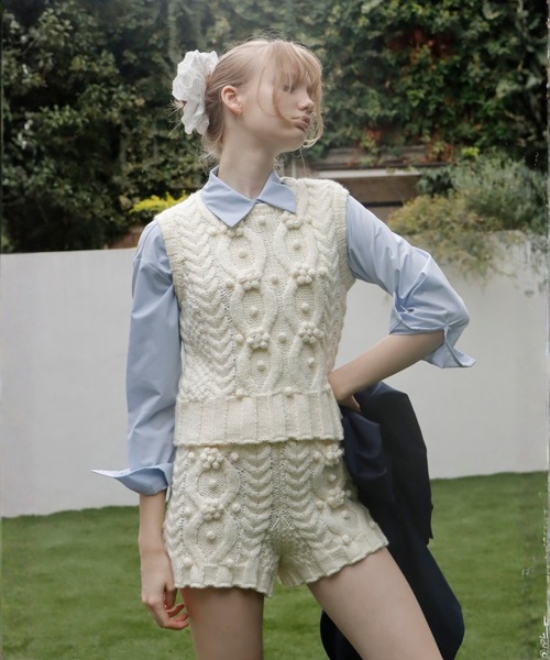 mieya mieya(ミーヤミーヤ)の「【mieya mieya】BUTTER WHIP KNIT PT/バターホイップニットパンツ(その他パンツ・レディース・ブラウン/ホワイト/チャコールグレー・FREE)」の9枚目の写真