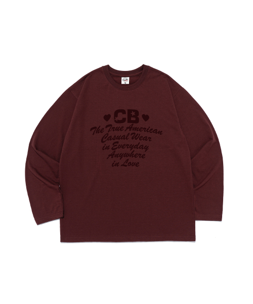 CARGOBROS FOR WOMAN(カーゴブロスフォーウィメン)の「アメリカンラブレタリングロングスリーブTシャツ(ワイン)(Tシャツ/カットソー・レディース・その他・SMALL/MEDIUM/LARGE/X-LARGE)」の1枚目の写真