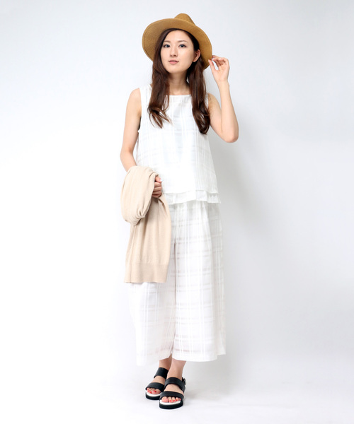 LBC（エルビーシー）の「 シャドーチェックワイドパンツ（その他パンツ・レディース・ブラック/オフホワイト・MEDIUM）」の12枚目の写真