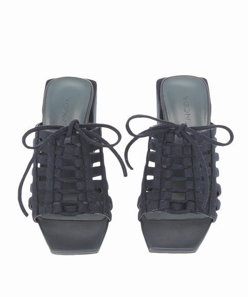 EMODA（エモダ）の「CHUNKY HEEL LACE シューズ（サンダル・レディース・ブラック/ベージュ/ネイビー・SMALL/LARGE/MEDIUM）」の5枚目の写真