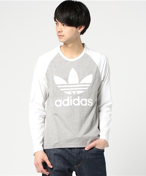 adidas（アディダス）の「【adicolor】 Tシャツ [TREFOIL LONG SLEEVE TEE]（Tシャツ/カットソー・メンズ・ホワイト×ブルー/ライトグレー/ブラック・MEDIUM/SMALL/X-SMALL/LARGE/XX-LARGE/X-LARGE/XXX-LARGE）」の3枚目の写真