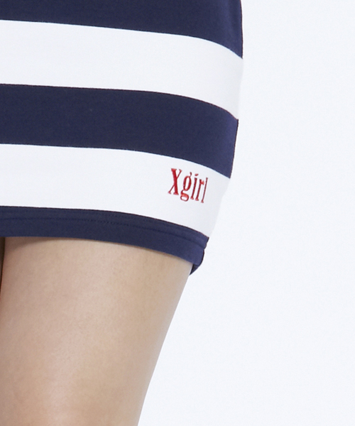 X-girl（エックスガール）の「BORDER SWEAT TIGHT SKIRT（スカート・レディース・ブラック/オレンジ/ネイビー・1/2）」の6枚目の写真