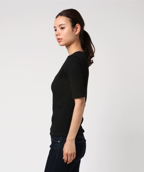 AMERICAN HOLIC（アメリカンホリック）の「・ベーシックテレコ5分袖プルオーバー（Tシャツ/カットソー・レディース・その他/オフホワイト/カーキ/ネイビー/ライトグレー/ブラック・L/M）」の20枚目の写真