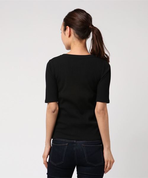 AMERICAN HOLIC（アメリカンホリック）の「・ベーシックテレコ5分袖プルオーバー（Tシャツ/カットソー・レディース・その他/オフホワイト/カーキ/ネイビー/ライトグレー/ブラック・L/M）」の21枚目の写真