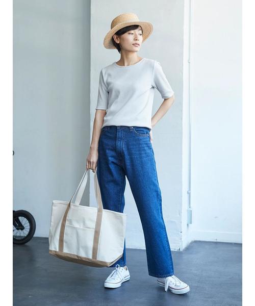 AMERICAN HOLIC（アメリカンホリック）の「・ベーシックテレコ5分袖プルオーバー（Tシャツ/カットソー・レディース・その他/オフホワイト/カーキ/ネイビー/ライトグレー/ブラック・L/M）」の16枚目の写真