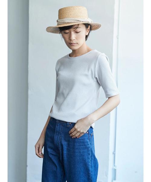 AMERICAN HOLIC（アメリカンホリック）の「・ベーシックテレコ5分袖プルオーバー（Tシャツ/カットソー・レディース・その他/オフホワイト/カーキ/ネイビー/ライトグレー/ブラック・L/M）」の11枚目の写真