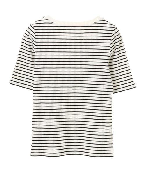 AMERICAN HOLIC（アメリカンホリック）の「・ベーシックテレコ5分袖プルオーバー（Tシャツ/カットソー・レディース・その他/オフホワイト/カーキ/ネイビー/ライトグレー/ブラック・L/M）」の14枚目の写真