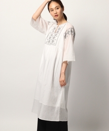 GLOBAL WORK | キーネックシシュウワンピース/785753(ワンピース)