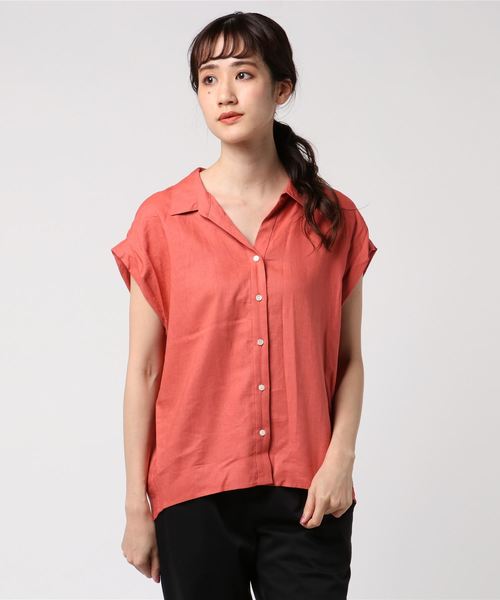 RIVE DROITE（リヴドロワ）の「VI/LIスキッパーシャツ（シャツ/ブラウス・レディース・ベージュ/ライトベージュ/ネイビー/レッド・FREE）」の4枚目の写真