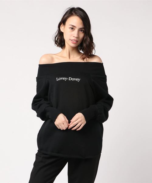 KOBE LETTUCE（コウベレタス）の「[ボートネック＆オフショルダー]2way裏起毛ロゴプルオーバー＊レディース/トップス[C3498]神戸レタス（スウェット・レディース・ブラック/パープル/アイボリー・FREE）」の10枚目の写真