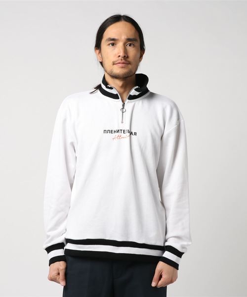 VENCEEXCHANGE(ヴァンスエクスチェンジ)の「ラインリブハーフジップスウェットプルオーバー(スウェット・メンズ・ホワイト/ブラック・M/L)」の3枚目の写真