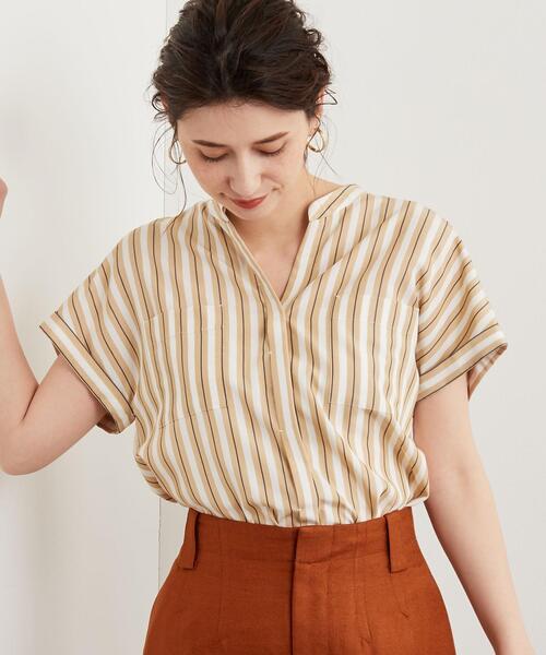 green label relaxing（グリーンレーベルリラクシング）の「FM ポケットツキ ショートスリーブ ブラウス（シャツ/ブラウス・レディース・ベージュ/オリーブ/ピンク/オフホワイト・FREE）」の19枚目の写真