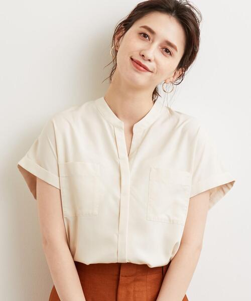 green label relaxing（グリーンレーベルリラクシング）の「FM ポケットツキ ショートスリーブ ブラウス（シャツ/ブラウス・レディース・ベージュ/オリーブ/ピンク/オフホワイト・FREE）」の20枚目の写真
