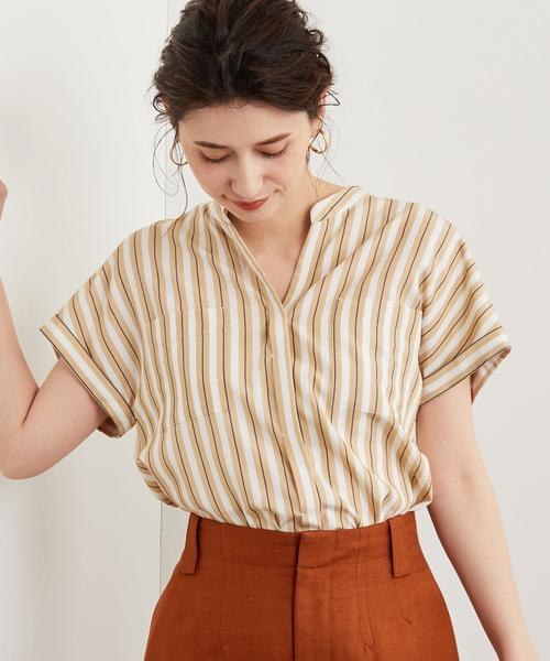 green label relaxing（グリーンレーベルリラクシング）の「FM ポケットツキ ショートスリーブ ブラウス（シャツ/ブラウス・レディース・ベージュ/オリーブ/ピンク/オフホワイト・FREE）」の13枚目の写真