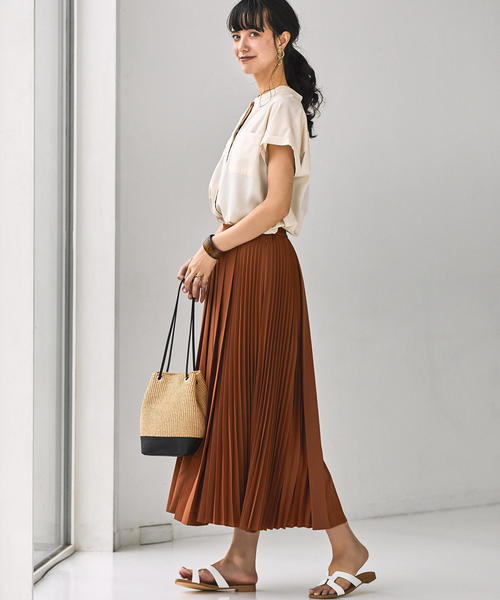 green label relaxing（グリーンレーベルリラクシング）の「FM ポケットツキ ショートスリーブ ブラウス（シャツ/ブラウス・レディース・ベージュ/オリーブ/ピンク/オフホワイト・FREE）」の5枚目の写真