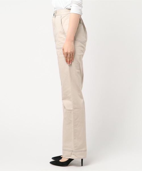 Libby&Rose（リビーアンドローズ）の「配色ステッチパンツ（その他パンツ・レディース・オフホワイト/ライトベージュ/ブラック/ブラウン/ダークグリーン/パープル/ダークベージュ・FREE）」の8枚目の写真