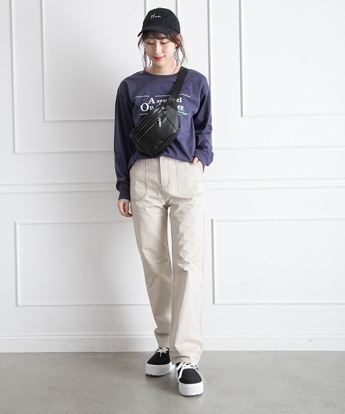 Libby&Rose（リビーアンドローズ）の「配色ステッチパンツ（その他パンツ・レディース・オフホワイト/ライトベージュ/ブラック/ブラウン/ダークグリーン/パープル/ダークベージュ・FREE）」の12枚目の写真