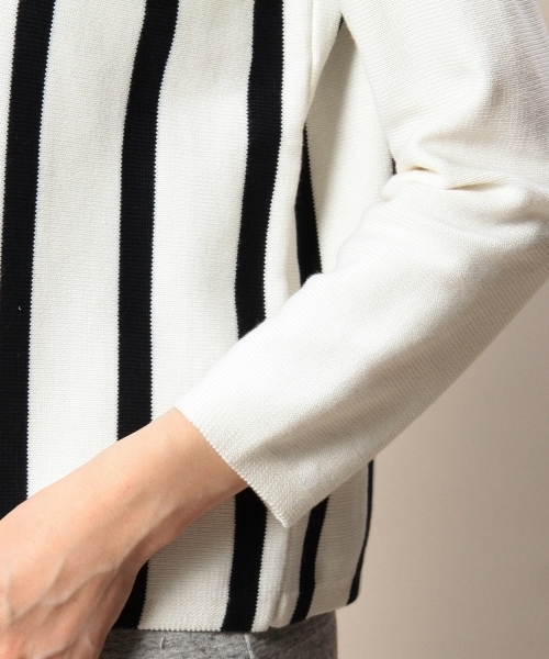 BEAUTY&YOUTH UNITED ARROWS(ビューティーアンドユースユナイテッドアローズ)の「BYBC コットンストライプショートプルオーバー ◆(ニット/セーター・レディース・ホワイト/ネイビー・フリー)」の5枚目の写真