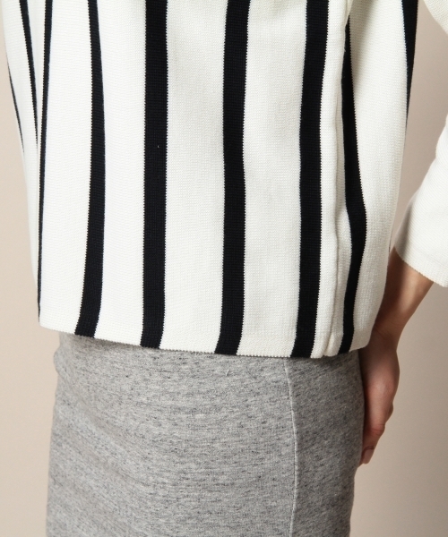 BEAUTY&YOUTH UNITED ARROWS(ビューティーアンドユースユナイテッドアローズ)の「BYBC コットンストライプショートプルオーバー ◆(ニット/セーター・レディース・ホワイト/ネイビー・フリー)」の6枚目の写真