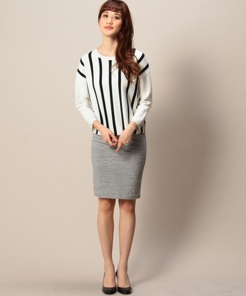 BEAUTY&YOUTH UNITED ARROWS(ビューティーアンドユースユナイテッドアローズ)の「BYBC コットンストライプショートプルオーバー ◆(ニット/セーター・レディース・ホワイト/ネイビー・フリー)」の8枚目の写真