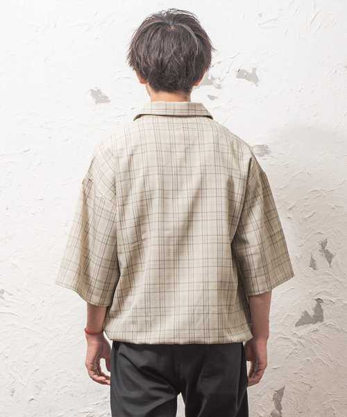 MinoriTY（マイノリティ）の「ハーフZIPチェック ビッグシルエット（シャツ/ブラウス・メンズ・ブラック/ベージュ/ブラウン・M/L）」の8枚目の写真