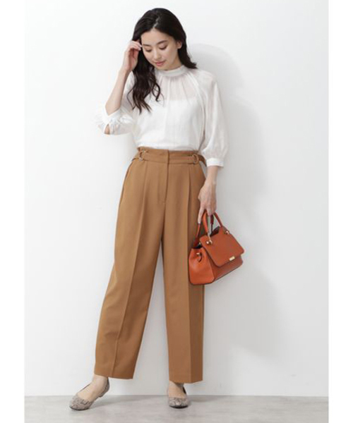 NATURAL BEAUTY BASIC（ナチュラルビューティーベーシック）の「[洗える]サイドDカンウエストパンツ（その他パンツ・レディース・ブラック/キャメル・SMALL/MEDIUM/X-SMALL）」の9枚目の写真