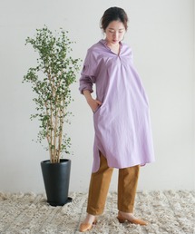 NOMBRE IMPAIR | 【Fabric in Italy】cottonピンストライプ　ロングシャツ(シャツ/ブラウス)