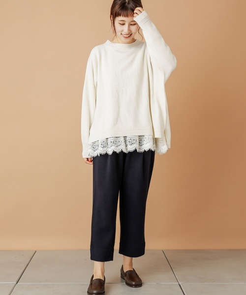PUAL CE CIN(ピュアルセシン)の「【cotton】裾レースプルオーバー(Tシャツ/カットソー・レディース・オートミール/チャコールグレー・FREE)」の13枚目の写真