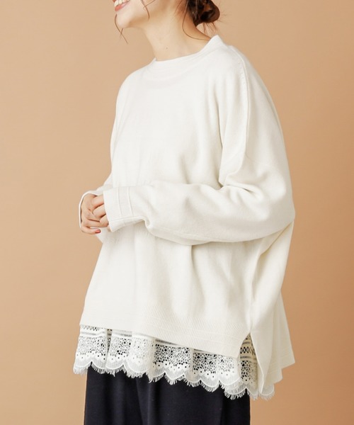 PUAL CE CIN(ピュアルセシン)の「【cotton】裾レースプルオーバー(Tシャツ/カットソー・レディース・オートミール/チャコールグレー・FREE)」の14枚目の写真