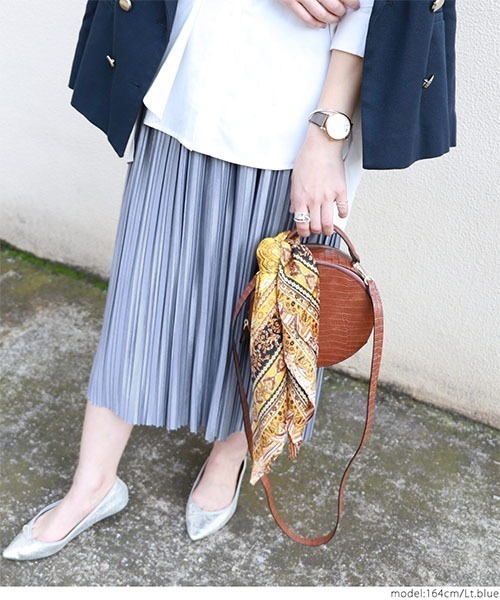 coca（coca）（コカ）の「＼＼新色登場／／つや感サテンプリーツスカート（スカート・レディース・ホワイト/ライトブルー/ブラック/イエロー/チャコールグレー/ピンク系その他/ブラウン/ベージュ/ラベンダー/カーキ・ONE SIZE）」の8枚目の写真