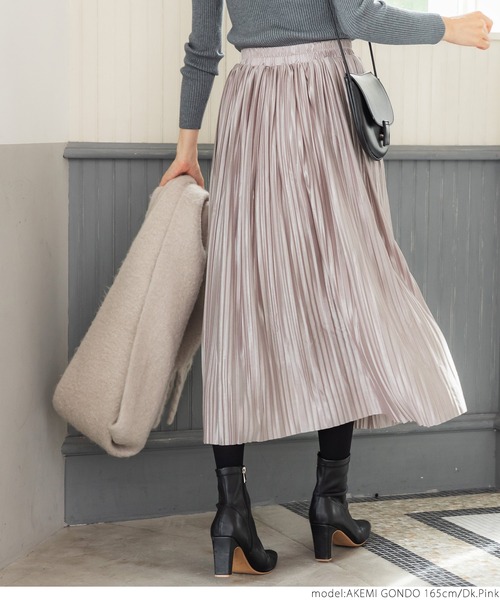 coca（coca）（コカ）の「＼＼新色登場／／つや感サテンプリーツスカート（スカート・レディース・ホワイト/ライトブルー/ブラック/イエロー/チャコールグレー/ピンク系その他/ブラウン/ベージュ/ラベンダー/カーキ・ONE SIZE）」の22枚目の写真