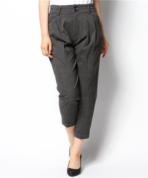 CIAOPANIC（チャオパニック）の「【Ciaopanic】グレンチェックT/RタックPT（チノパンツ・レディース・ダークグレー/グレー・MEDIUM/SMALL）」の2枚目の写真