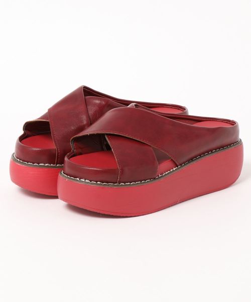 STYLEBLOCK(スタイルブロック)の「厚底クロスストラップウェッジソールサンダル(サンダル・レディース・グリーン/ブラウン/ブラック/レッド・38/42/43/35/39/36/37/40/41)」の9枚目の写真