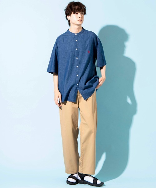 U.S. POLO ASSN.（ユーエスポロアッスン）の「∴WEGO/U.S. POLO ASSN. 別注半袖バンドカラーシャツ（シャツ/ブラウス・メンズ・オフホワイト/ブラウン系その他/ワンウォッシュ/ベージュ系その他2・MEDIUM/LARGE）」の19枚目の写真