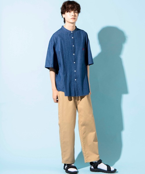 U.S. POLO ASSN.（ユーエスポロアッスン）の「∴WEGO/U.S. POLO ASSN. 別注半袖バンドカラーシャツ（シャツ/ブラウス・メンズ・オフホワイト/ブラウン系その他/ワンウォッシュ/ベージュ系その他2・MEDIUM/LARGE）」の20枚目の写真