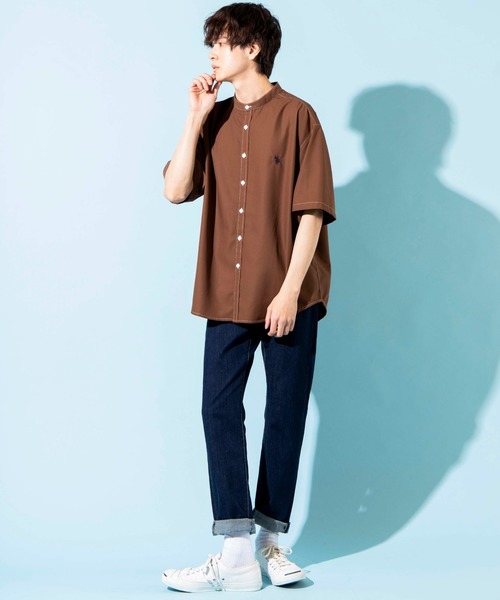 U.S. POLO ASSN.（ユーエスポロアッスン）の「∴WEGO/U.S. POLO ASSN. 別注半袖バンドカラーシャツ（シャツ/ブラウス・メンズ・オフホワイト/ブラウン系その他/ワンウォッシュ/ベージュ系その他2・MEDIUM/LARGE）」の13枚目の写真