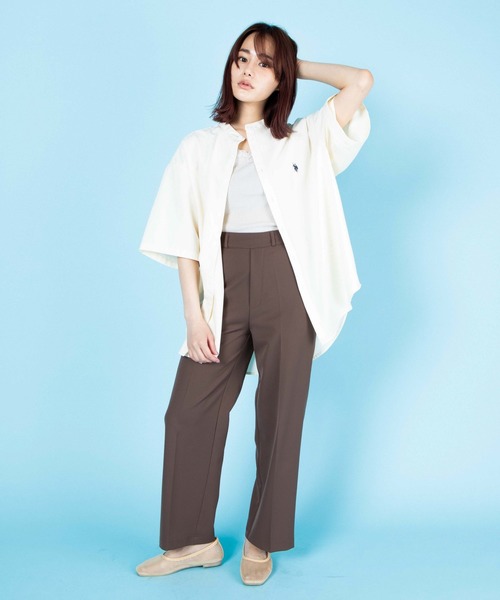 U.S. POLO ASSN.（ユーエスポロアッスン）の「∴WEGO/U.S. POLO ASSN. 別注半袖バンドカラーシャツ（シャツ/ブラウス・メンズ・オフホワイト/ブラウン系その他/ワンウォッシュ/ベージュ系その他2・MEDIUM/LARGE）」の10枚目の写真