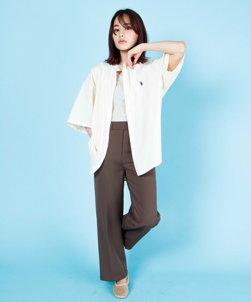 U.S. POLO ASSN.（ユーエスポロアッスン）の「∴WEGO/U.S. POLO ASSN. 別注半袖バンドカラーシャツ（シャツ/ブラウス・メンズ・オフホワイト/ブラウン系その他/ワンウォッシュ/ベージュ系その他2・MEDIUM/LARGE）」の12枚目の写真