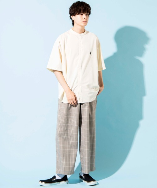 U.S. POLO ASSN.（ユーエスポロアッスン）の「∴WEGO/U.S. POLO ASSN. 別注半袖バンドカラーシャツ（シャツ/ブラウス・メンズ・オフホワイト/ブラウン系その他/ワンウォッシュ/ベージュ系その他2・MEDIUM/LARGE）」の7枚目の写真