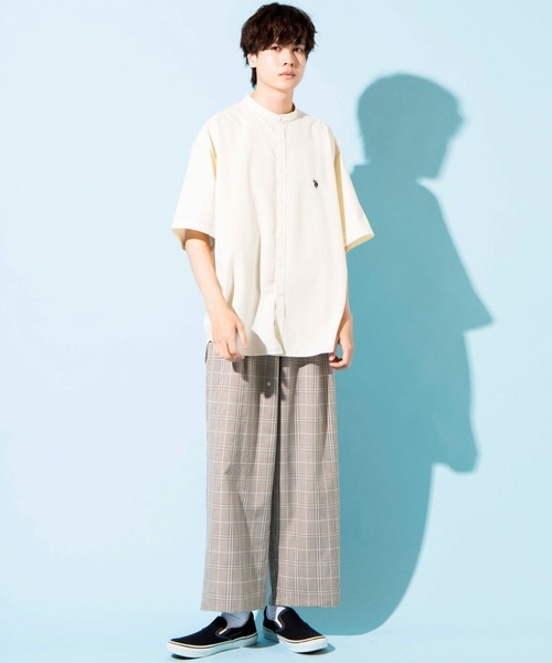 U.S. POLO ASSN.（ユーエスポロアッスン）の「∴WEGO/U.S. POLO ASSN. 別注半袖バンドカラーシャツ（シャツ/ブラウス・メンズ・オフホワイト/ブラウン系その他/ワンウォッシュ/ベージュ系その他2・MEDIUM/LARGE）」の8枚目の写真