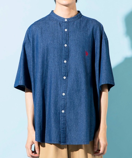 U.S. POLO ASSN.（ユーエスポロアッスン）の「∴WEGO/U.S. POLO ASSN. 別注半袖バンドカラーシャツ（シャツ/ブラウス・メンズ・オフホワイト/ブラウン系その他/ワンウォッシュ/ベージュ系その他2・MEDIUM/LARGE）」の22枚目の写真