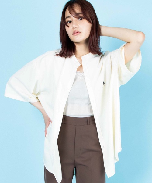 U.S. POLO ASSN.（ユーエスポロアッスン）の「∴WEGO/U.S. POLO ASSN. 別注半袖バンドカラーシャツ（シャツ/ブラウス・メンズ・オフホワイト/ブラウン系その他/ワンウォッシュ/ベージュ系その他2・MEDIUM/LARGE）」の5枚目の写真