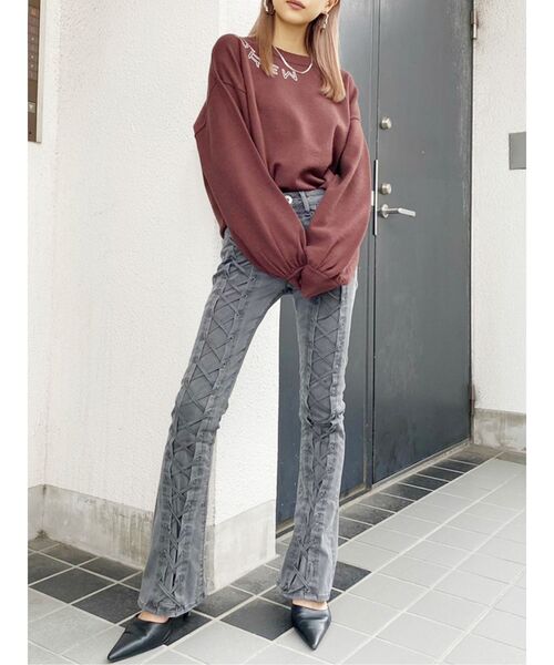 GYDA（ジェイダ）の「センターレースアップフレアパンツ（その他パンツ・レディース・ブラック/グレー・SMALL/MEDIUM/X-SMALL）」の3枚目の写真