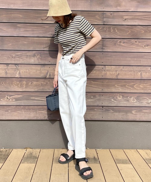 andme（アンドミー）の「コットンハイウエストテーパードカーブパンツ（その他パンツ・レディース・ブラック/オフホワイト/ベージュ/ライトベージュ/グリーン/ライトイエロー/ピンク系その他/ブラウン・S/L/XL/M）」の13枚目の写真